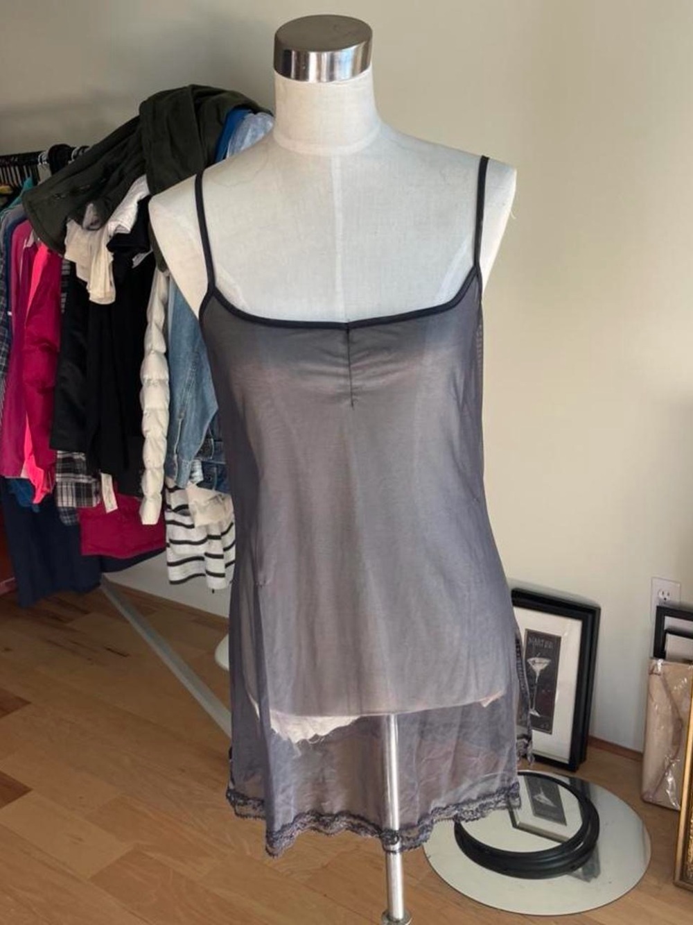 Victoria's Secret Sheer Black Lace-Trim Slip